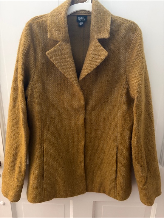 Eileen Fisher Jackets & Blazers - EILEEN FISHER Textured Mustard Wool-Blend Blazer
